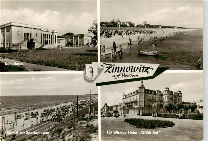 Zinnowitz Ostseebad Kulturhaus Strand Sportanlagen IG Wismut Heim Glueck Auf