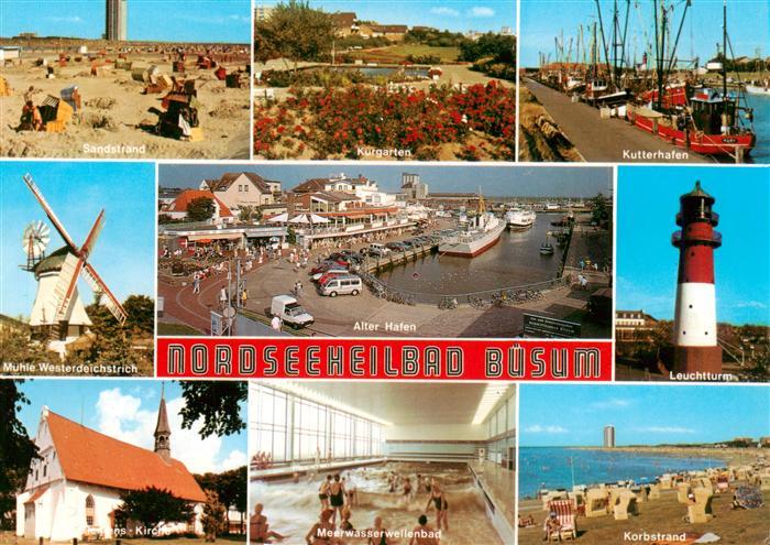 Buesum Nordseebad Strand Kurgarten Kutterhafen Muehle Westerdeichstrich Alter Ha