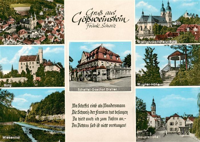 Goessweinstein Fliegeraufnahme Burg Wiesenttal Scheffel Gasthof Distler Wallfahr