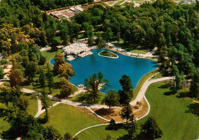Karlsruhe Baden Schlossgarten mit Seerestaurant Fliegeraufnahme