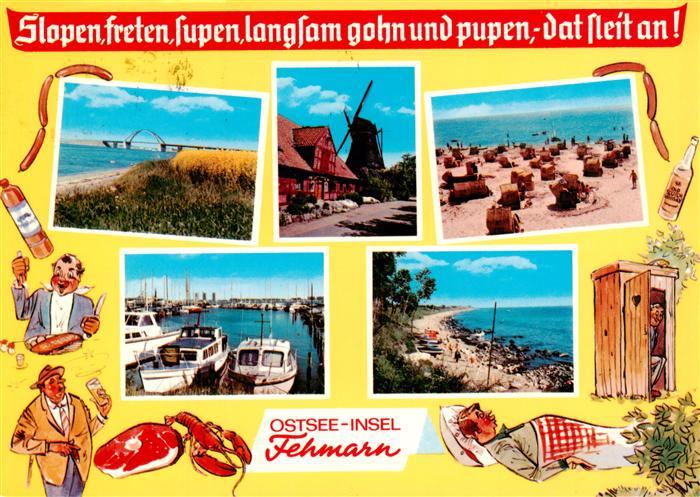 Fehmarn Teilansichten Ostseeinsel Windmuehle Strand Hafen Kueste Bruecke