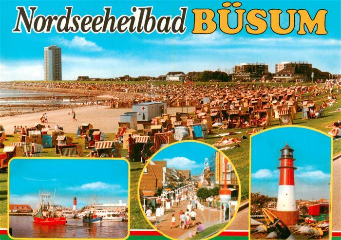 Buesum Nordseebad Panorama Strand Hotels Leuchtturm Fussgaengerzone Hafen
