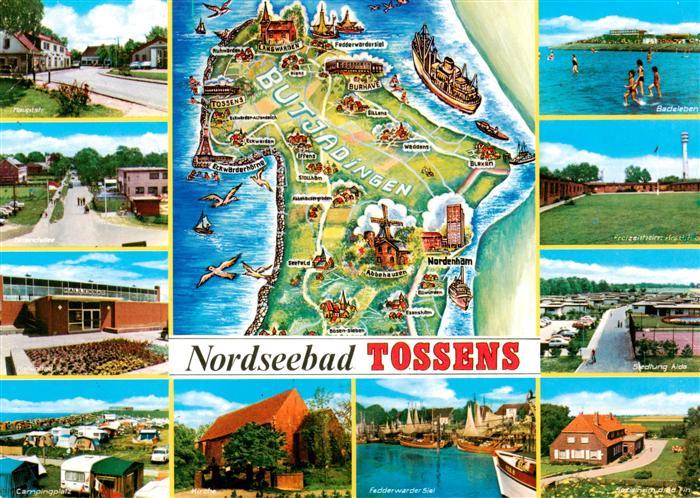 Tossens Nordseebad Teilansichten Landkarte mit Sehenswuerdigkeiten