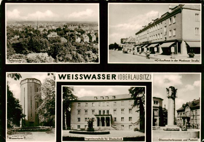 Weisswasser  Oberlausitz Teilansicht HO-Kaufhaus Muskauer Strasse Wasserturm Ing