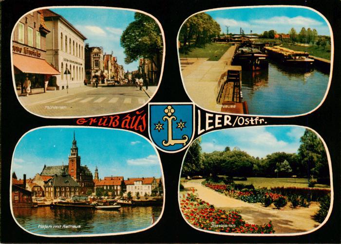 Leer Ostfriesland Muehlenstrasse Schleuse Hafen Rathaus Inselgarten