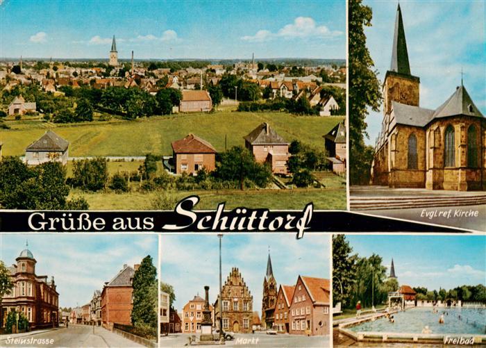 Schuettorf Fliegeraufnahme Ev ref Kirche Steinstrasse Markt Freibad
