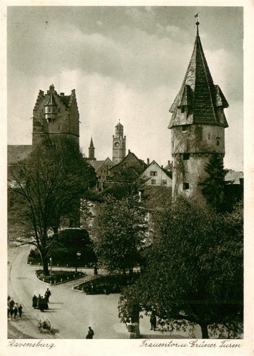 Ravensburg  Wuerttemberg Frauentor und Gruener Turm