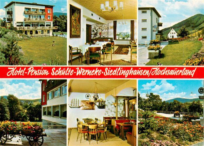 Siedlinghausen Winterberg Hotel Pension Schulte Wernecke Gastraeume Terrasse Par