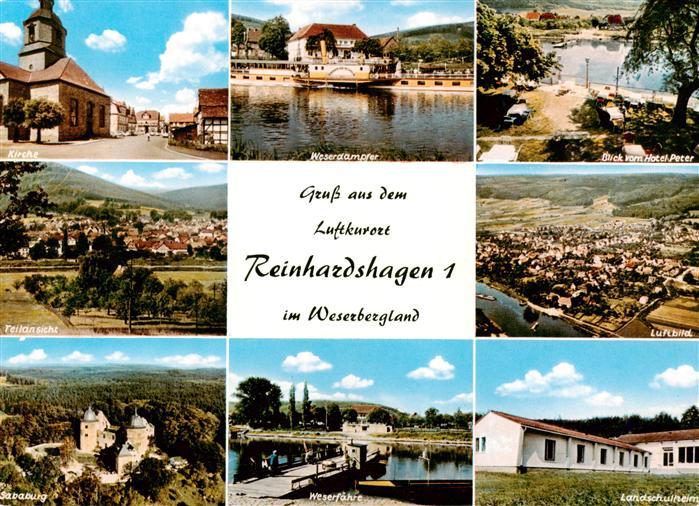 Reinhardshagen Kirche Weserdampfer Hotel Peter Panorama Fliegeraufnahme Sababurg