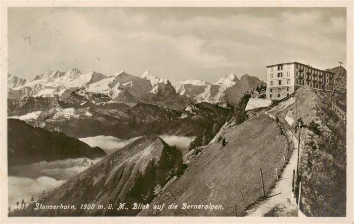 Stanserhorn 1898m NW Hotel mit Berner Alpen
