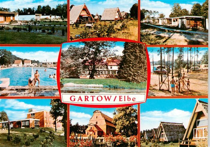 Gartow Elbe Schwimmbad Bungalows Strand Teilansichten