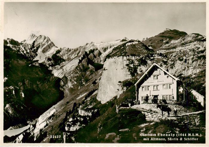 Ebenalp 1641m AI Berggasthaus mit Altmann Saentis und Schaefler Appenzeller Alpe