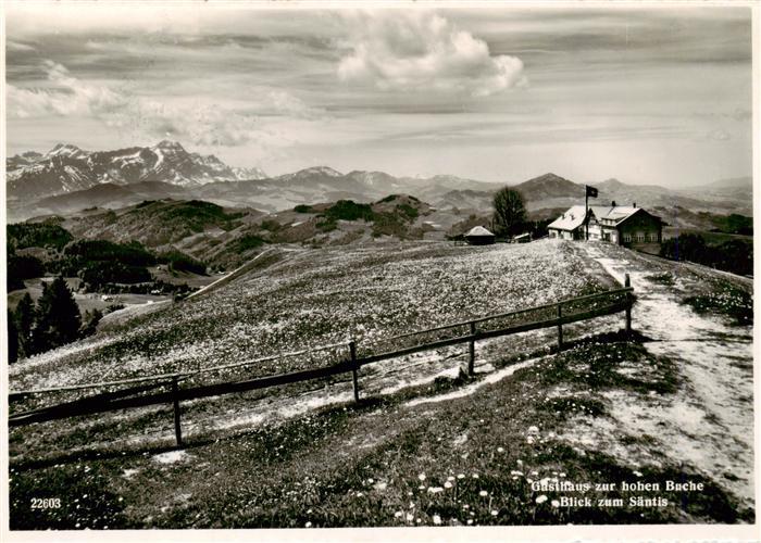 Appenzell IR Gasthaus zur hohen Buche Blick zum Saentis Appenzeller Alpen