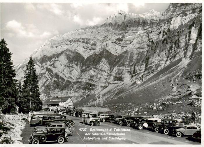 Schwaegalp AR Restaurant und Talstation der Saentis Schwebebahn Autopark