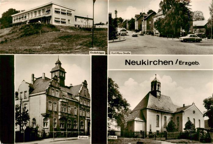Neukirchen Erzgebirge Kinderkrippe Karl-Marx-Strasse Rathaus Kirche