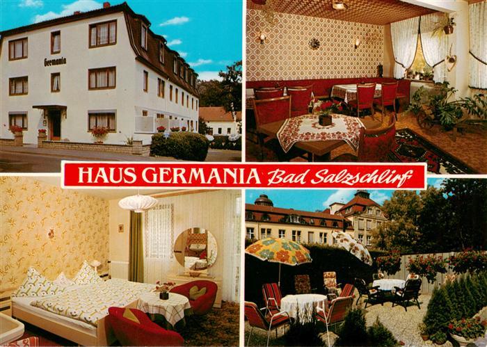Bad Salzschlirf Pension Garni Haus Germania Gastraum Zimmer Terrasse