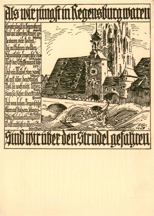 REGENSBURG Bayern Bergschloss Zeichnung