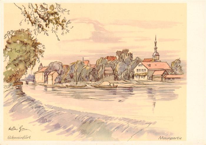Schweinfurt Mainpartie Kuenstlerkarte