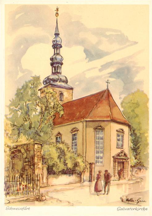 Schweinfurt Main Salvatorkirche Kuenstlerkarte