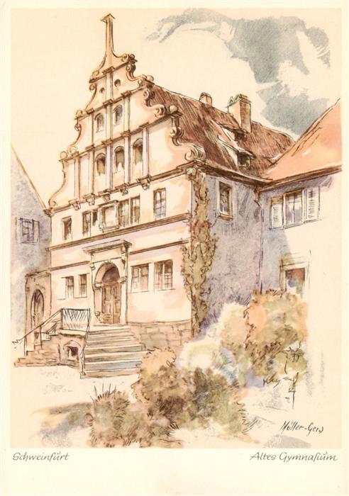 Schweinfurt Main Altes Gymnasium Kuenstlerkarte
