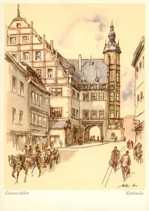 Schweinfurt Main Rathaus Kuenstlerkarte