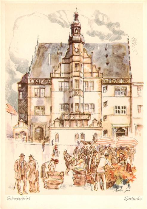 Schweinfurt Main Rathaus Kuenstlerkarte