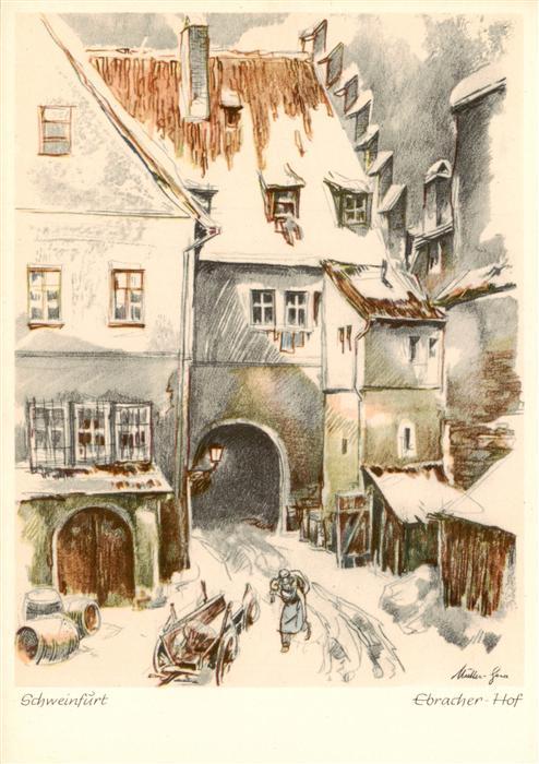 Schweinfurt Main Ebracher Hof Kuenstlerkarte