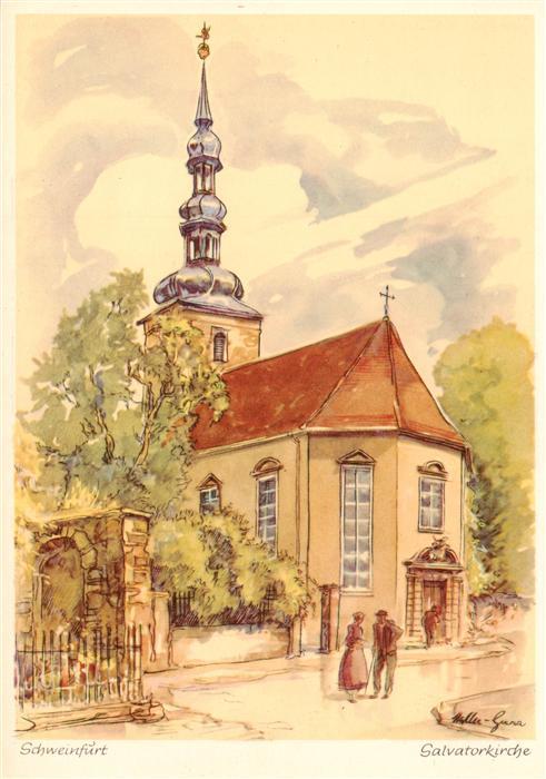 Schweinfurt Main Salvatorkirche Kuenstlerkarte