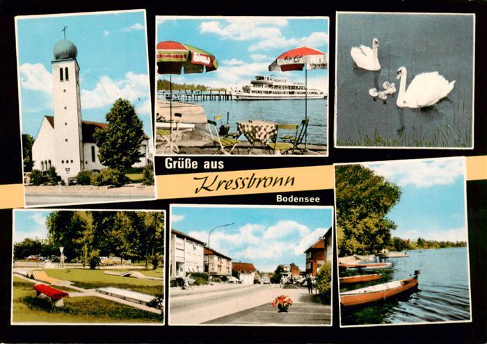 Kressbronn Bodensee Kirche Fahrgastschiff Schwaene Minigolf Ortspartie Bootslieg