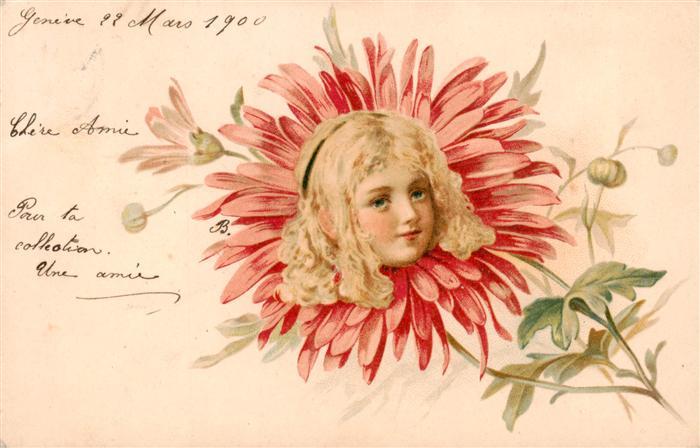 Kinder Child Enfants Blume Litho
