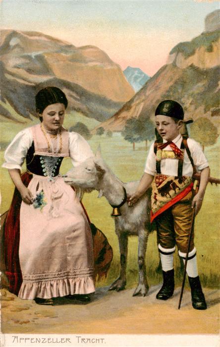 Trachten Schweiz Appenzeller Tracht Kind Mutter Ziege