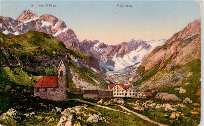 Appenzell IR Panorama mit Kirche Altmann und Meglisalp