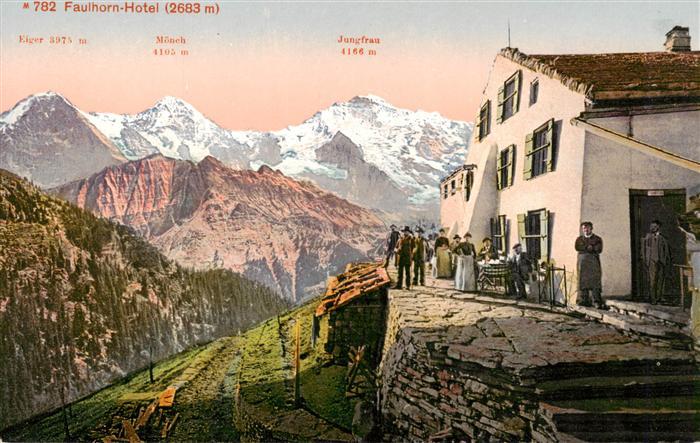 Grindelwald BE Faulhorn Hotel mit Eiger Moench und Jungfrau