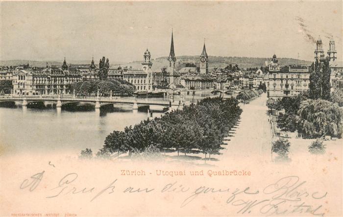 Zuerich  ZH Utoquai und Quaibruecke