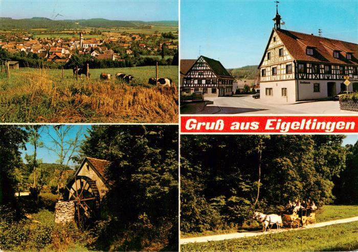 Eigeltingen Panorama Muehle Fachwerkhaus Pferdekutsche