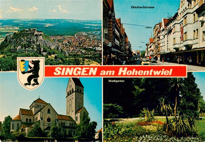 Singen Hohentwiel Fliegeraufnahme mit Festungsruine Ekkehardstrasse Kirche Stadt