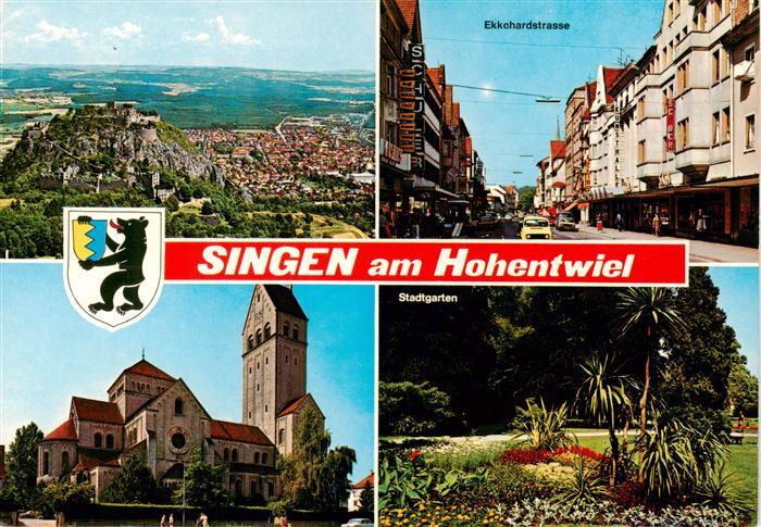 Singen Hohentwiel Fliegeraufnahme mit Festungsruine Ekkehardstrasse Kirche Stadt