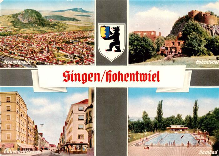 Singen Hohentwiel Fliegeraufnahme mit Festungsruine Hohentwiel  Ekkehardstrasse