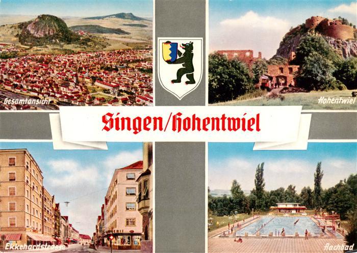 Singen Hohentwiel Fliegeraufnahme mit Festungsruine Ekkehardstrasse Aachbad