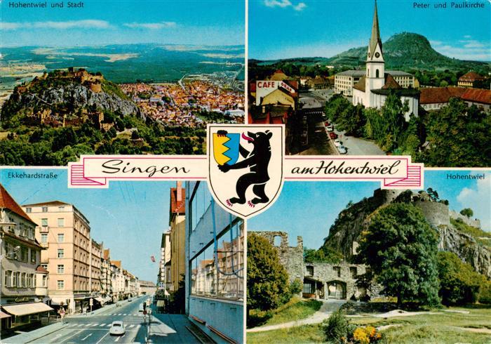 Singen Hohentwiel Fliegeraufnahme Ekkehardstrasse Peter und Paulkirche Festungsr