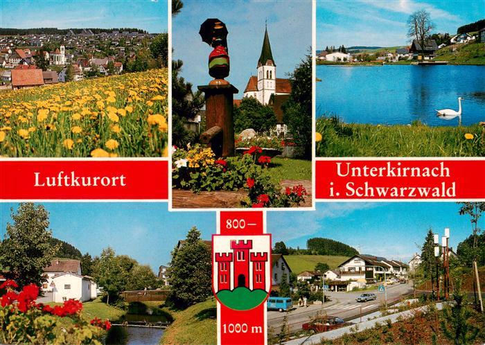Unterkirnach Panorama Kirche Schwanenteich Bruecke Strassenpartie