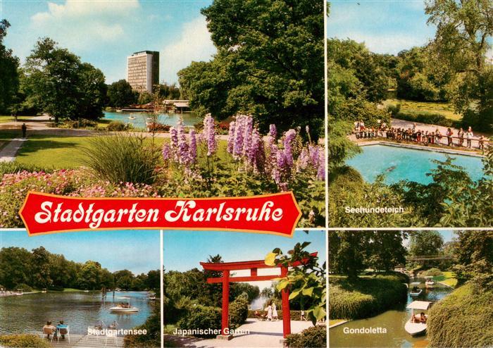 Karlsruhe Baden Stadtgarten Seehundeteich Stadtgartensee Japanischer Garten Gond