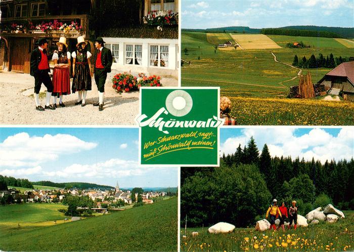 Schoenwald Schwarzwald Schwarzwald Trachten Panorama Ortsansicht Spaziergaenger