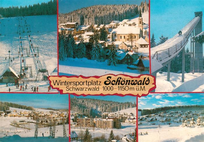 Schoenwald Schwarzwald Skilift Kirche Sprungschanze Winterpanorama