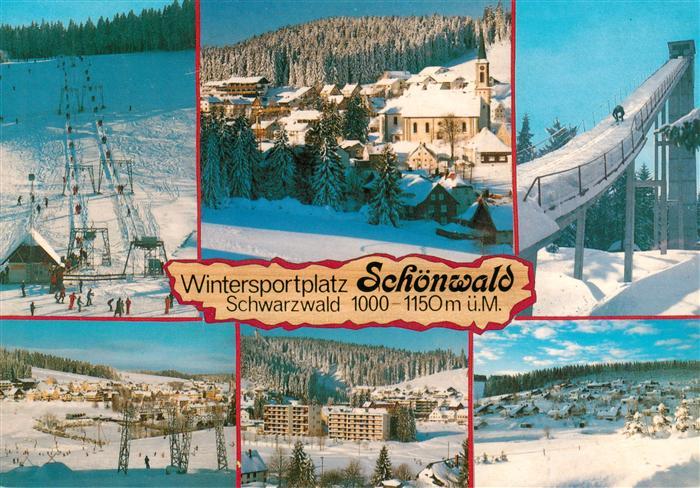 Schoenwald Schwarzwald Skilift Kirche Sprungschanze Winterpanorama