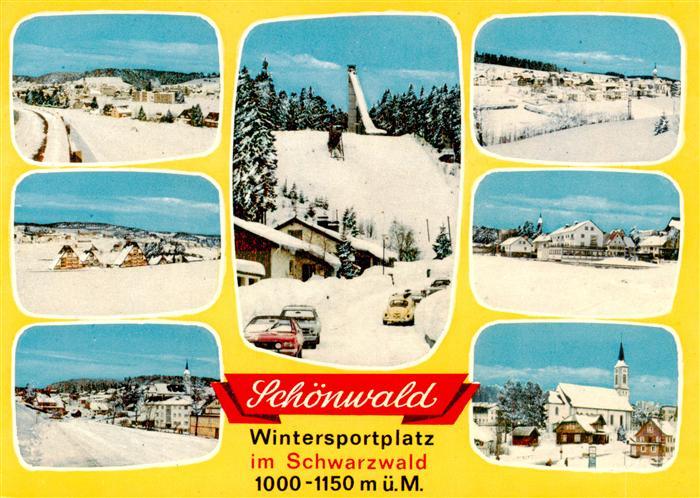 Schoenwald Schwarzwald Winterpanorama Sprungschanze Kirche