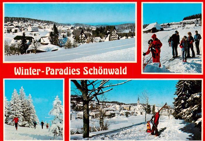 Schoenwald Schwarzwald Winterpanorama Teilansichten Langlaeufer