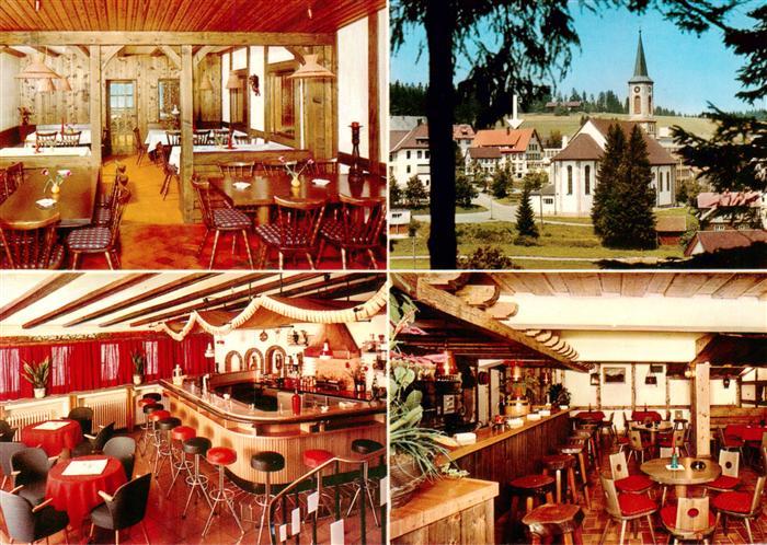 Schoenwald Schwarzwald Ortsansicht mit Kirche Gasthof Pension Landpost Gastraeum
