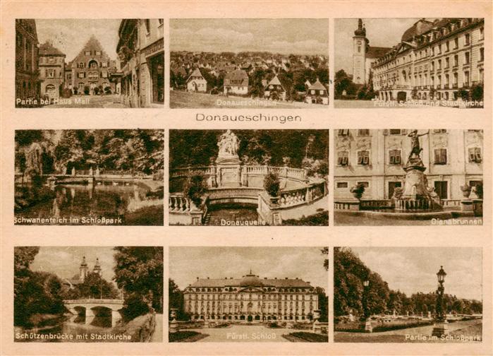 Donaueschingen BW Haus Mall Panorama Fuerstl Schloss Schwanenteich Schlosspark D