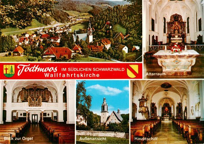 Todtmoos Schwarzwald BW Wallfahrtskirche Altarraum Orgelblick Aussenansicht Haup